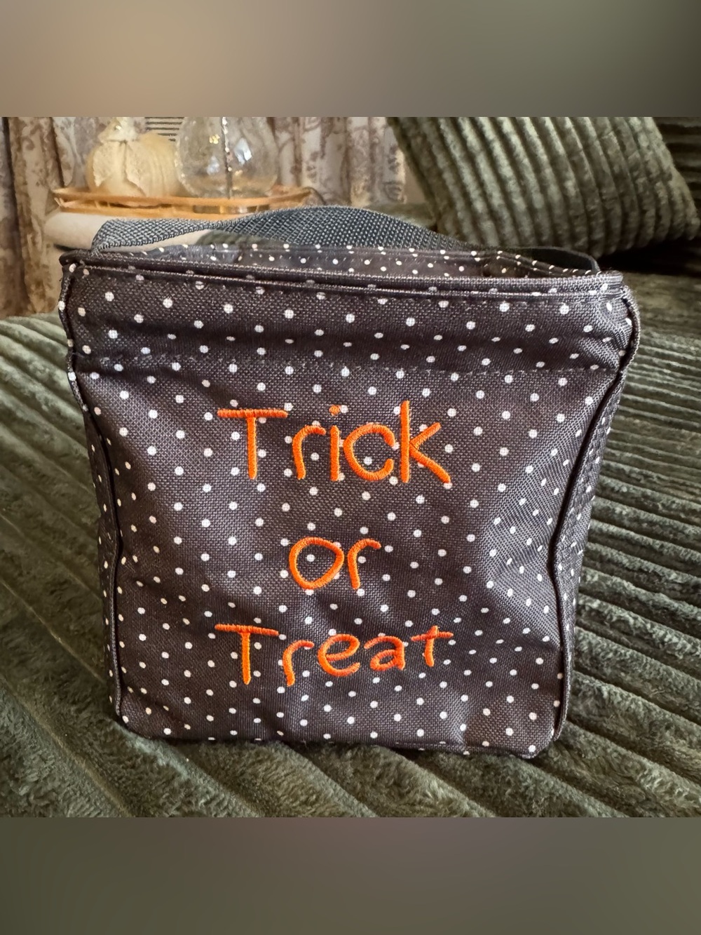 Thirty-One Littles Carry-All Caddy Charcoal Swiss Dot Polka Dot Trick or Treat